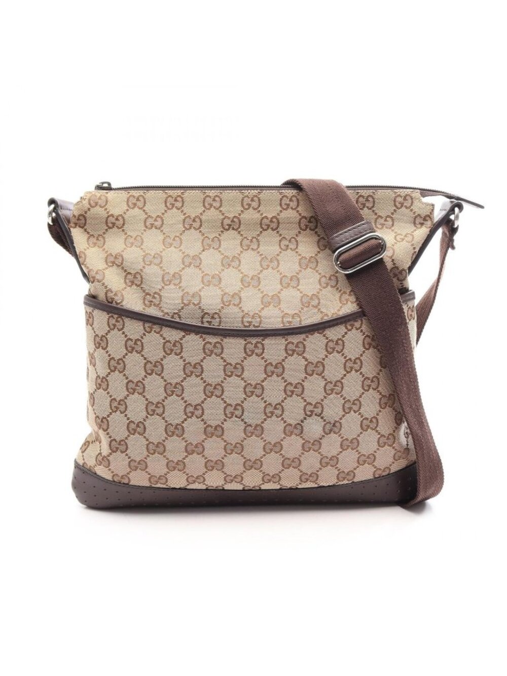 Gucci Shoulder Bag GG Campus Beige Brown Leather
